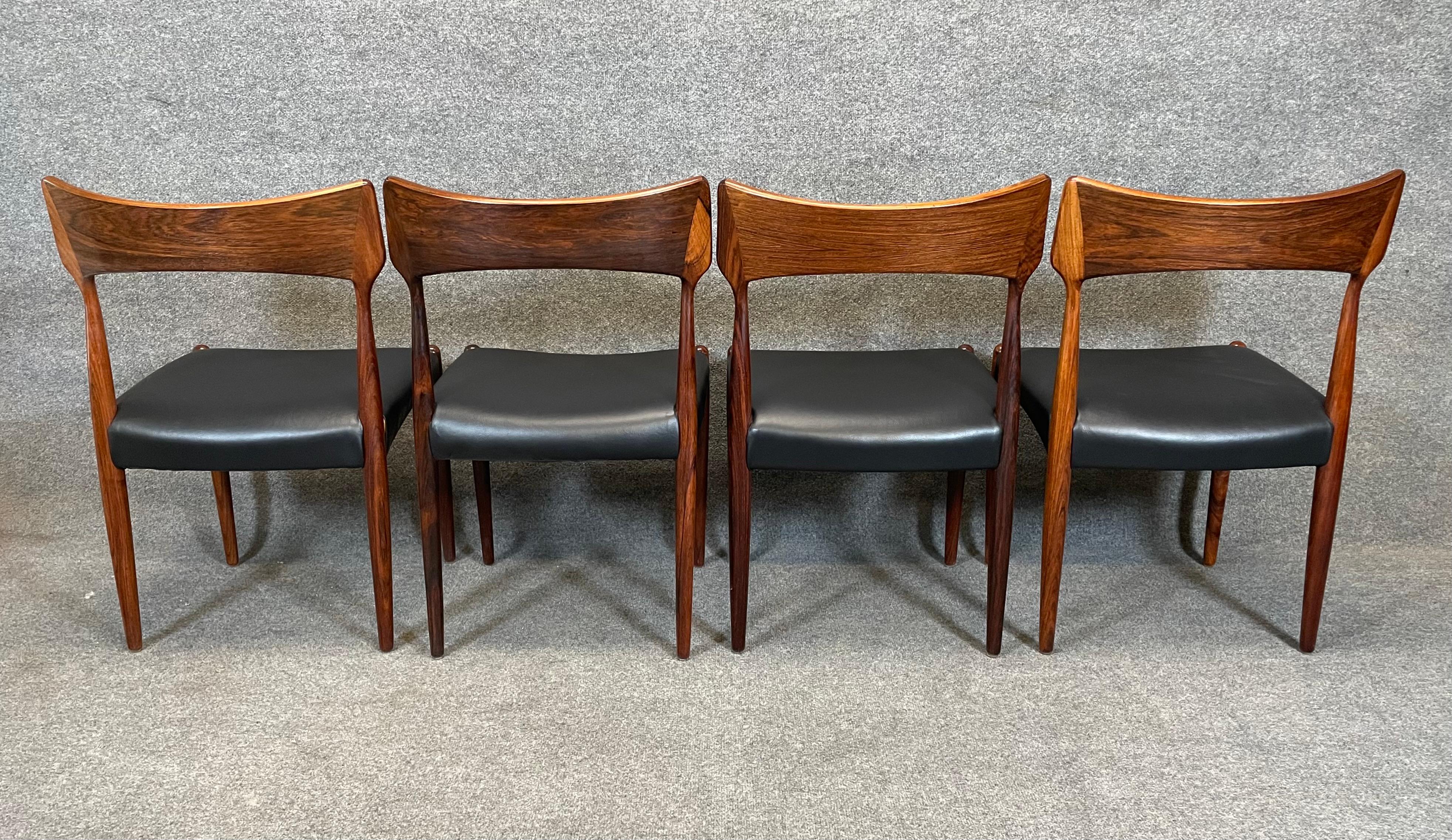 Set of 4 Vintage Danish Mid Century Rosewood Dining Chairs by Bernhard Pedersen  In Good Condition In San Marcos, CA