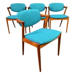 Set of 4 Vintage Danish Midcentury Teak Chairs "Model 42" by Kai Kristiansen