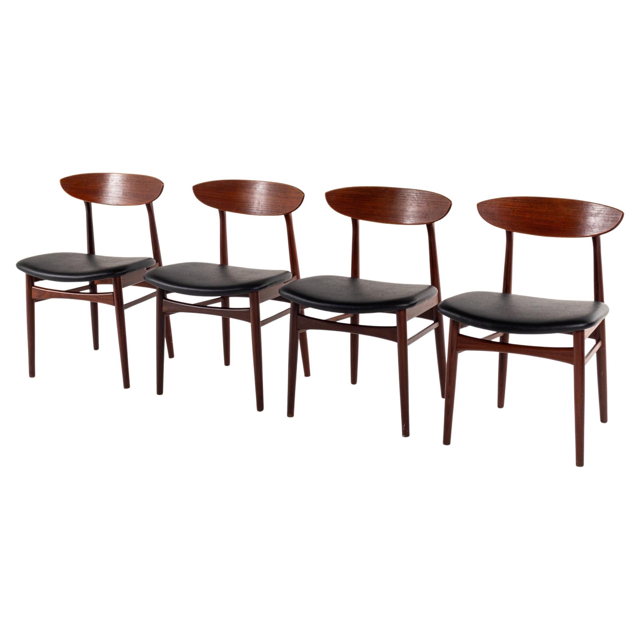 Set of 4 Vintage Danish Teak Dining Chairs, Mid-Century Modern Design, 1960s