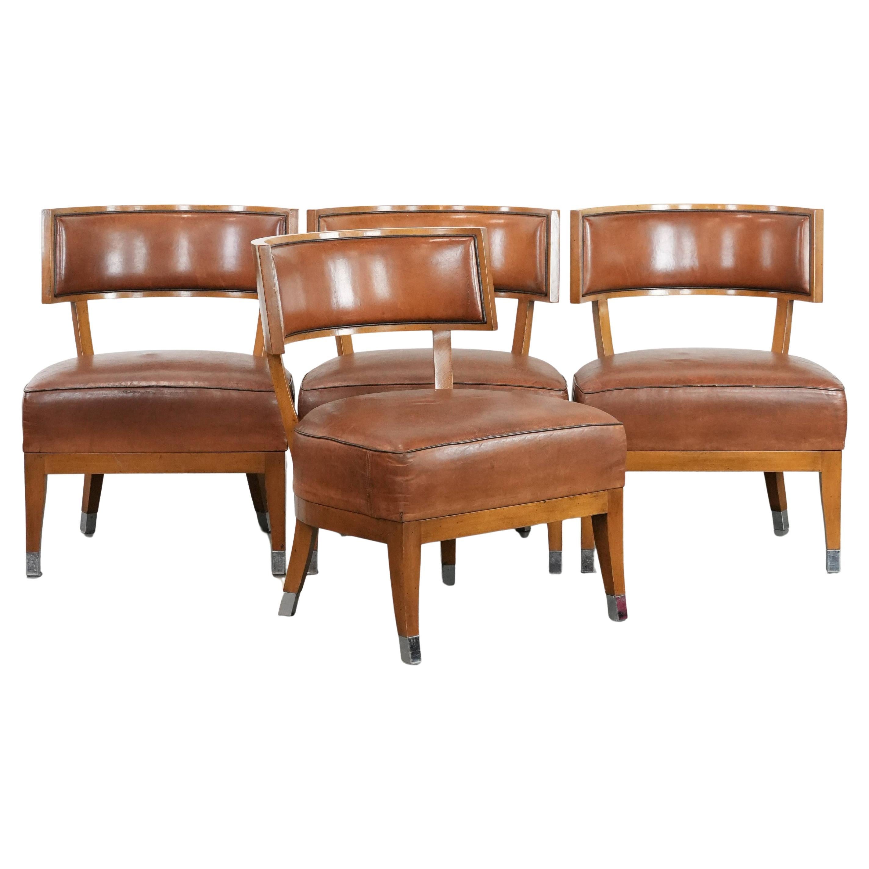 Set of 4 vintage design chairs made of sheepskin leather For Sale
