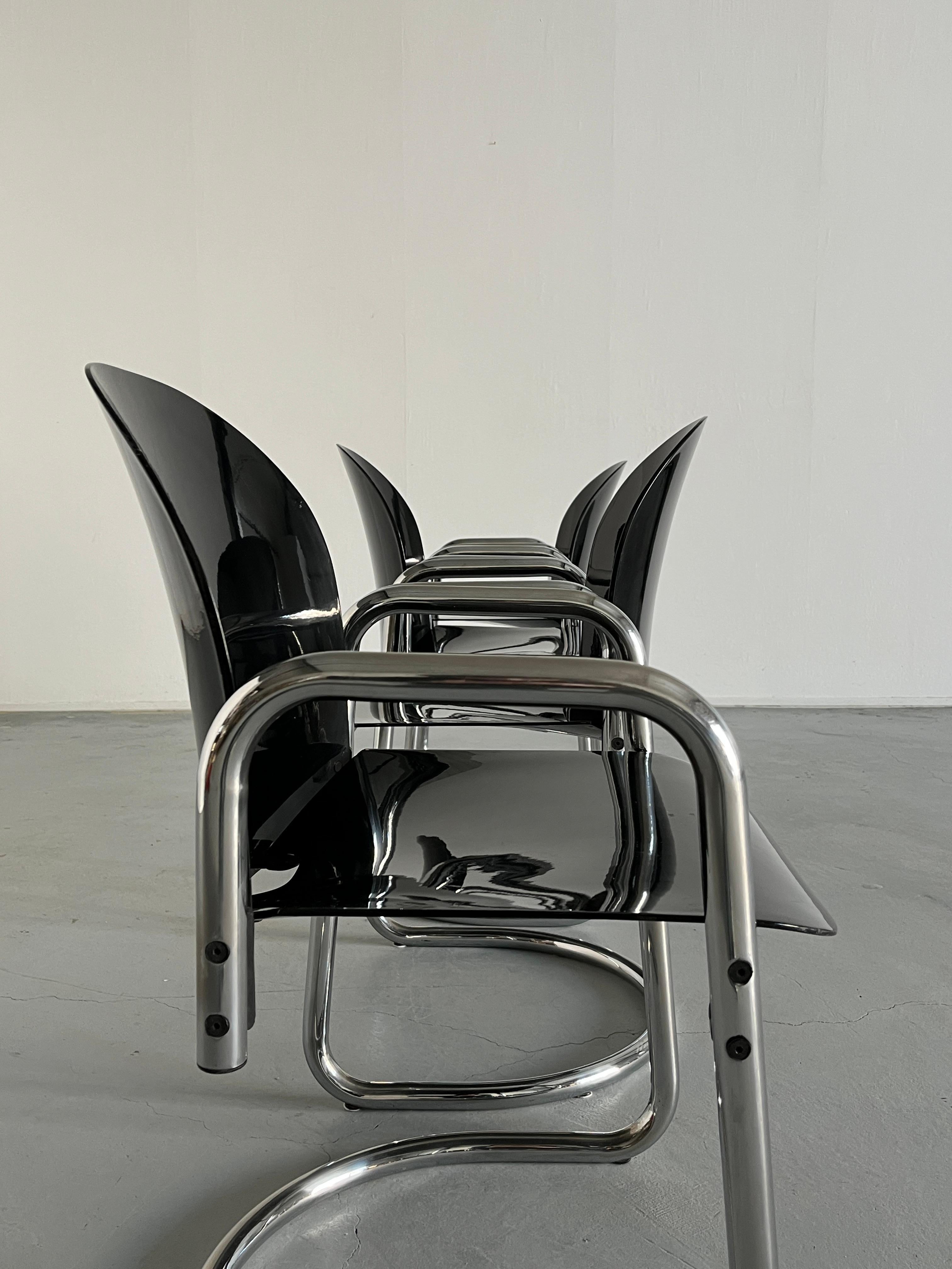 Metal Set of 4 Vintage 'Dialogo' Chairs by Afra and Tobia Scarpa for B&B Italia, 1970s For Sale