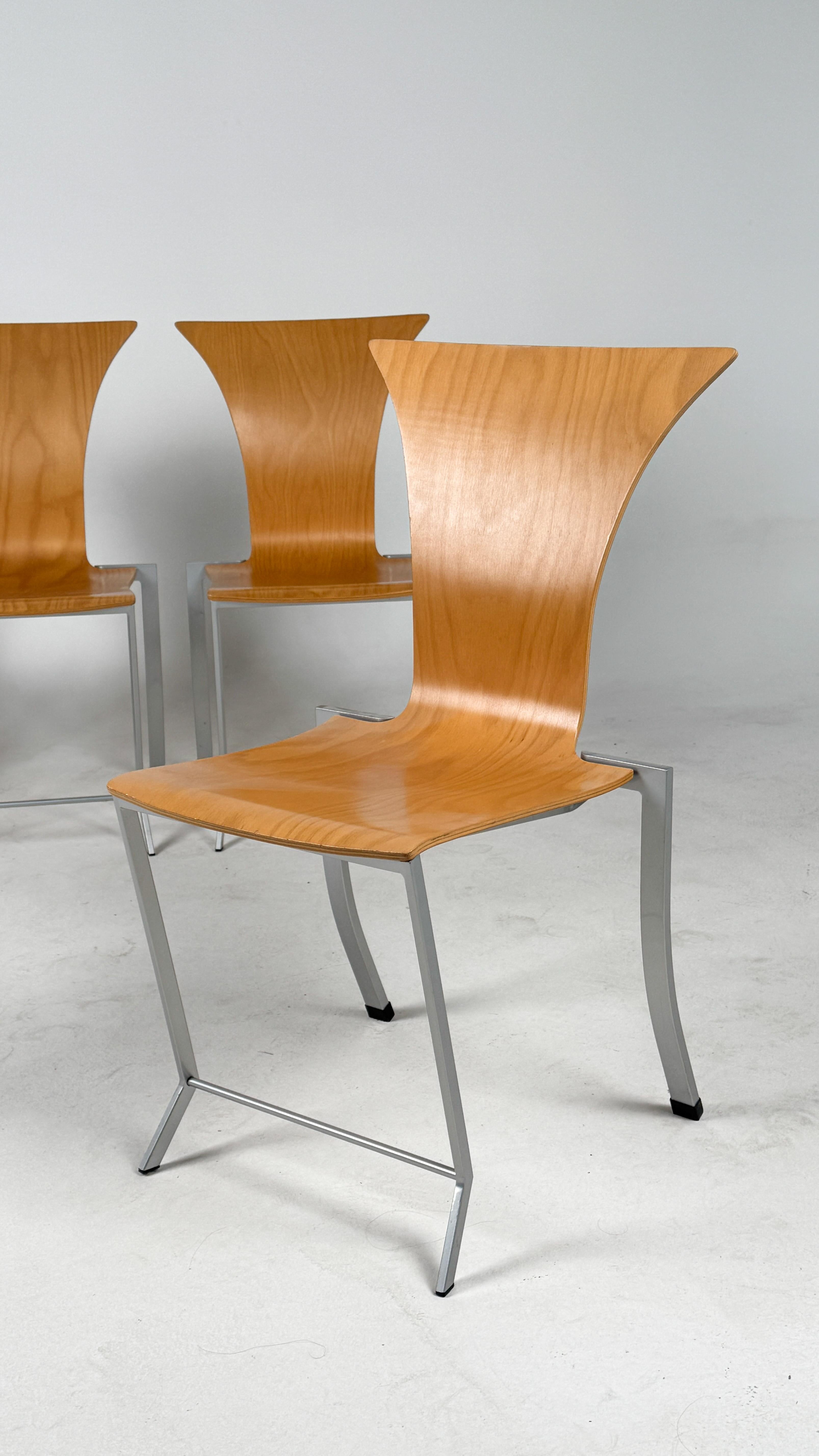 Ensemble de 4 chaises de salle à manger vintage Karl Friedrich Forster KFF en vente 1