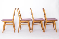 Set of 4 Vintage Dining Chairs, 1960s–70s German Mid-Century Modern, Beechwood F