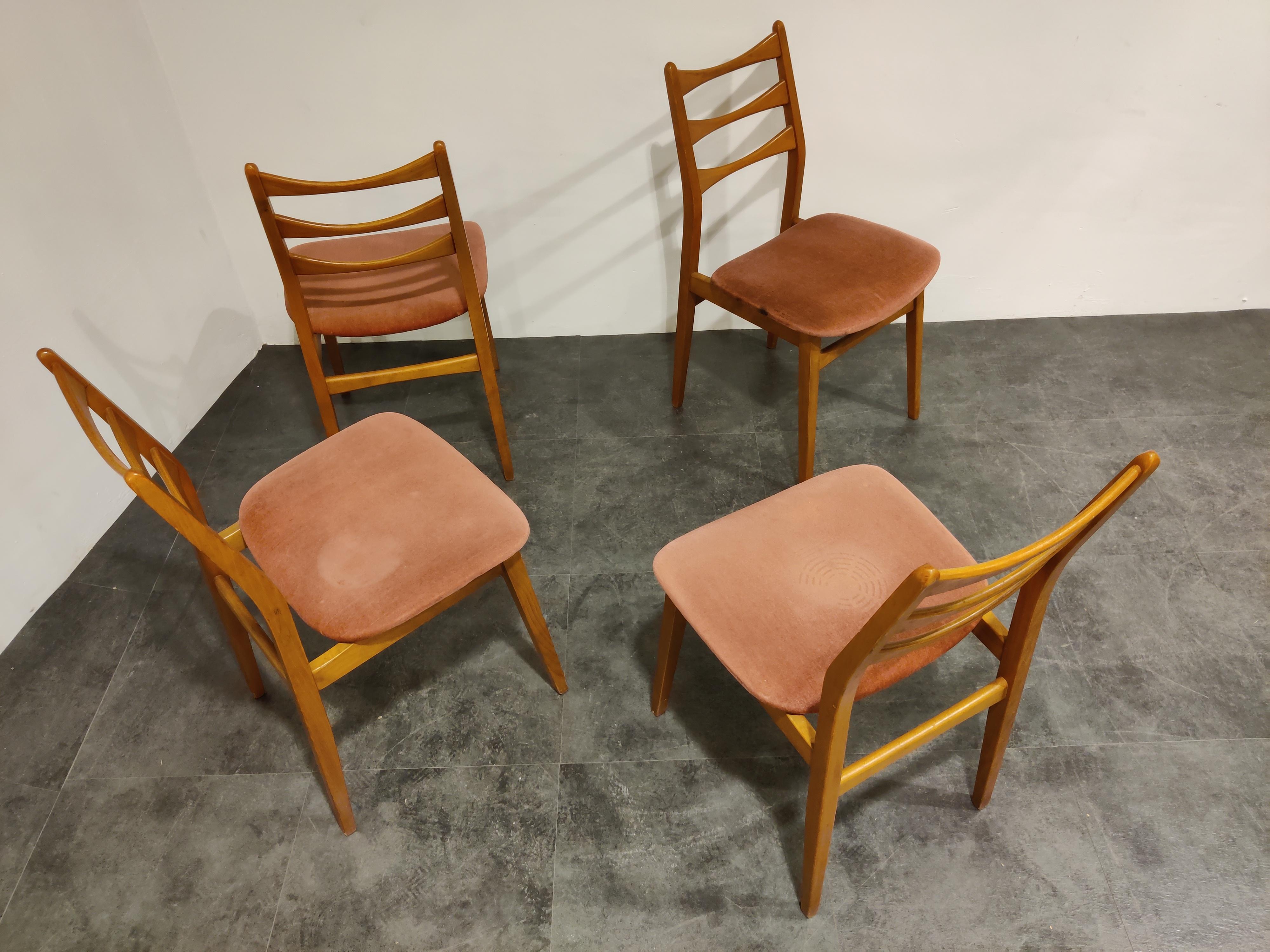Fabric Set of 4 Vintage Dining Chairs, 1960s