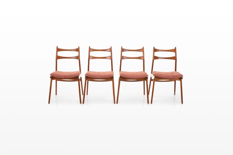 Beautiful set of four vintage dining chairs produced by Habeo, Germany 1960s. The seats have been reupholstered.