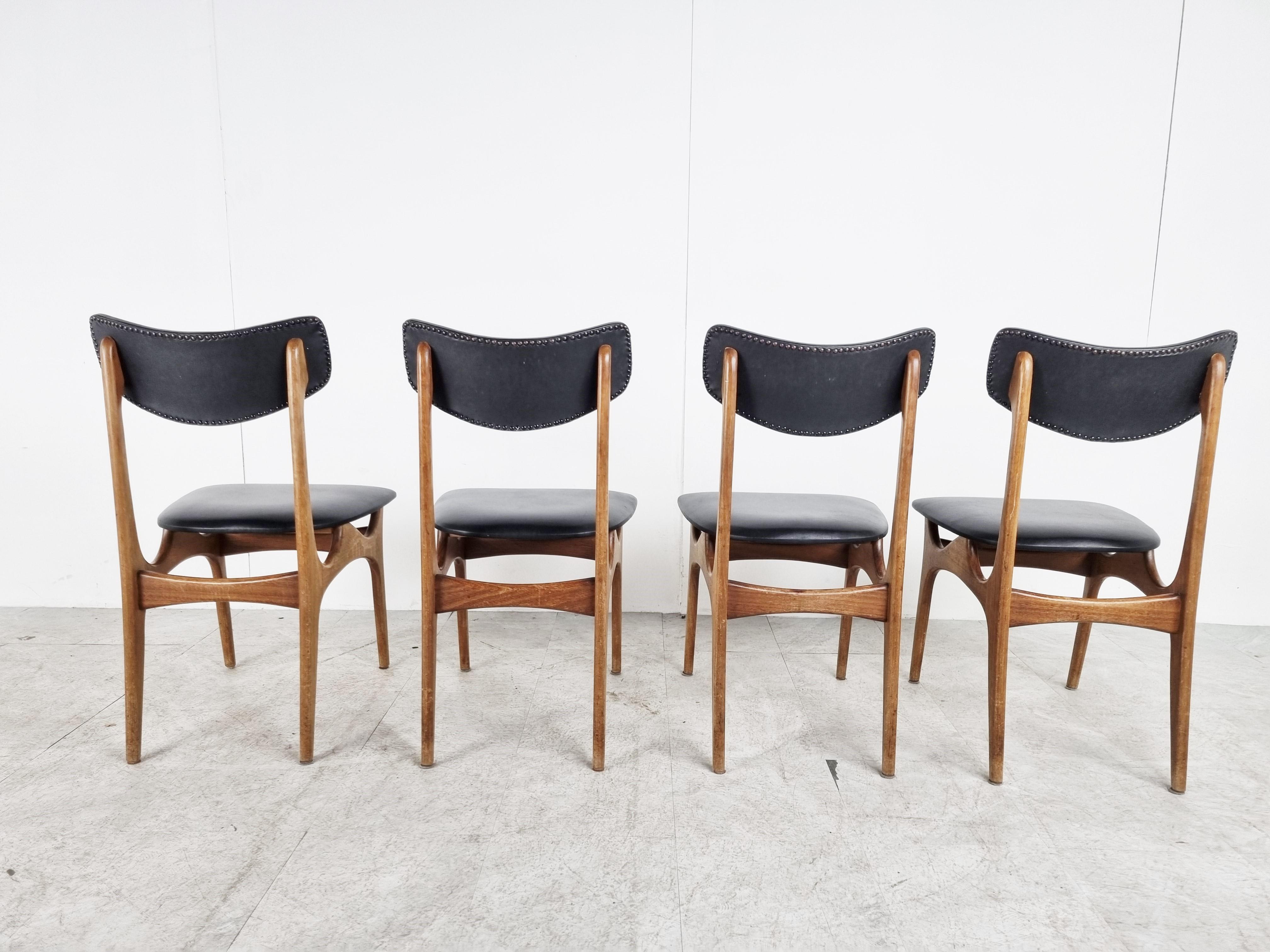 Set of 4 Vintage Dining Chairs by Louis Van Teeffelen, 1960s In Good Condition For Sale In HEVERLEE, BE