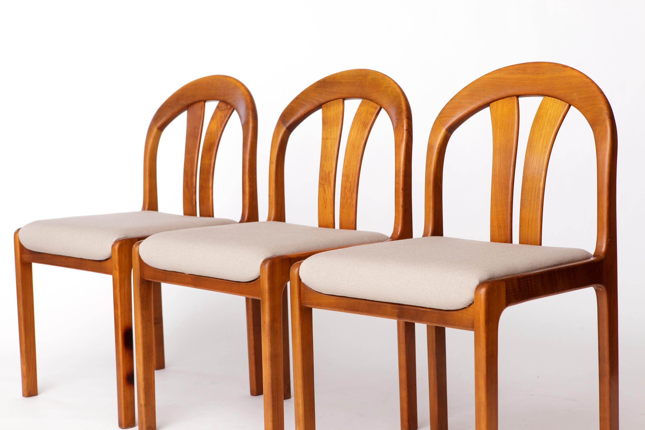 Ensemble de 4 chaises de salle à manger Vintage By par Lübke - Allemagne 1970 - Bois de cerisier en vente 2