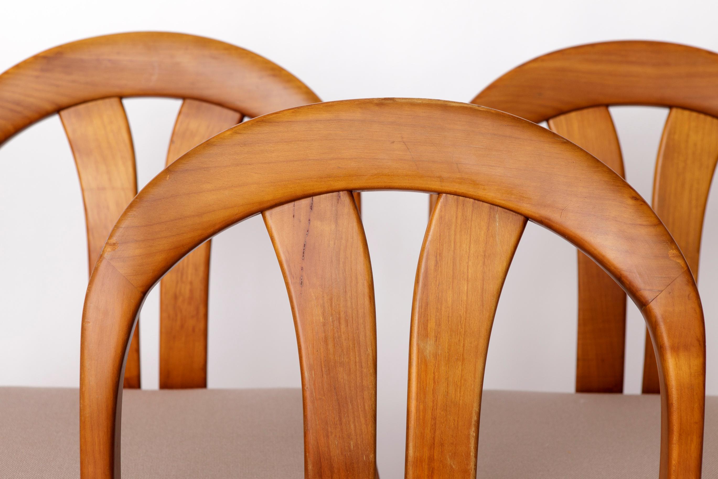 Mid-Century Modern Ensemble de 4 chaises de salle à manger Vintage By par Lübke - Allemagne 1970 - Bois de cerisier en vente