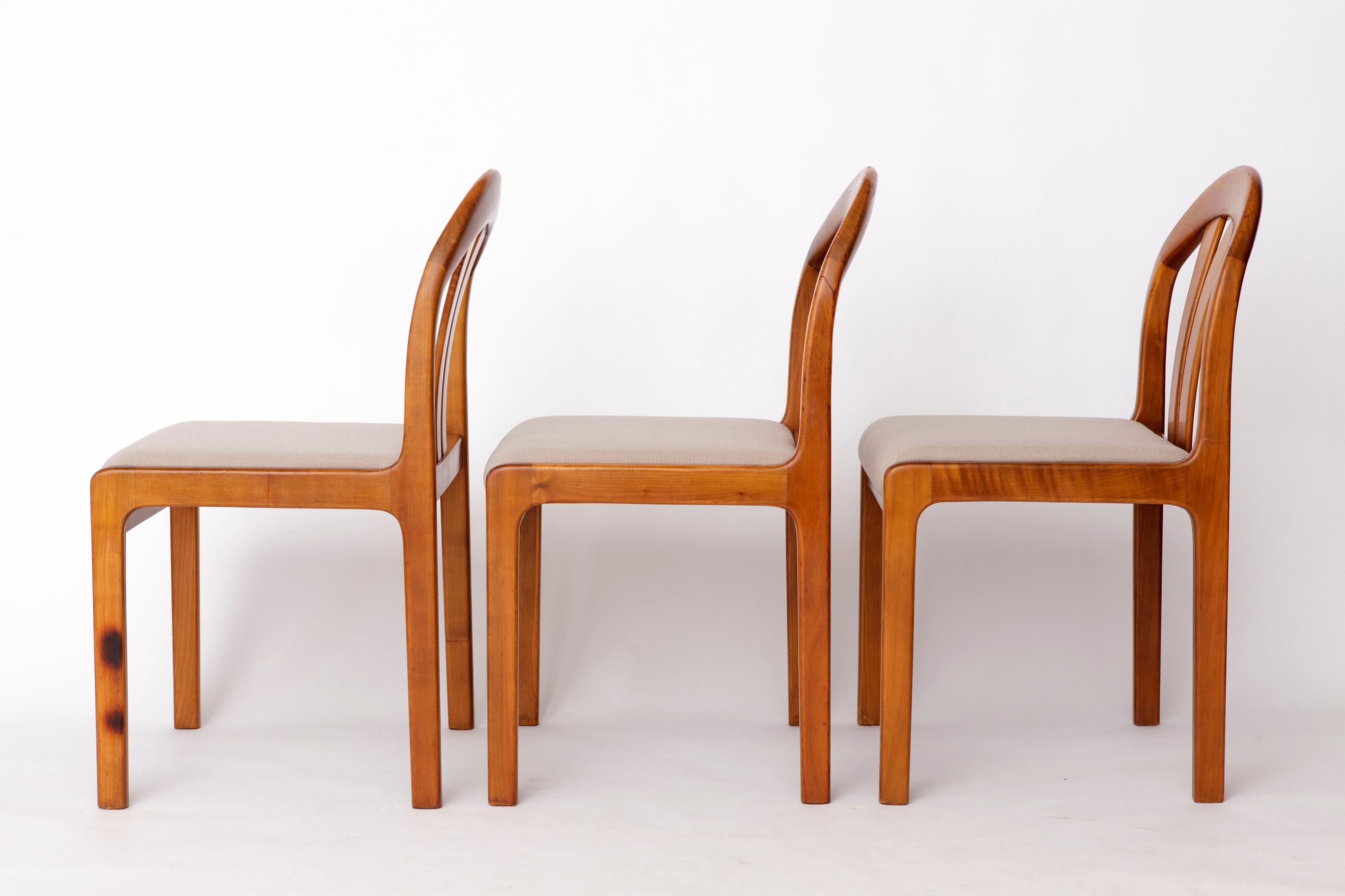 Allemand Ensemble de 4 chaises de salle à manger Vintage By par Lübke - Allemagne 1970 - Bois de cerisier en vente