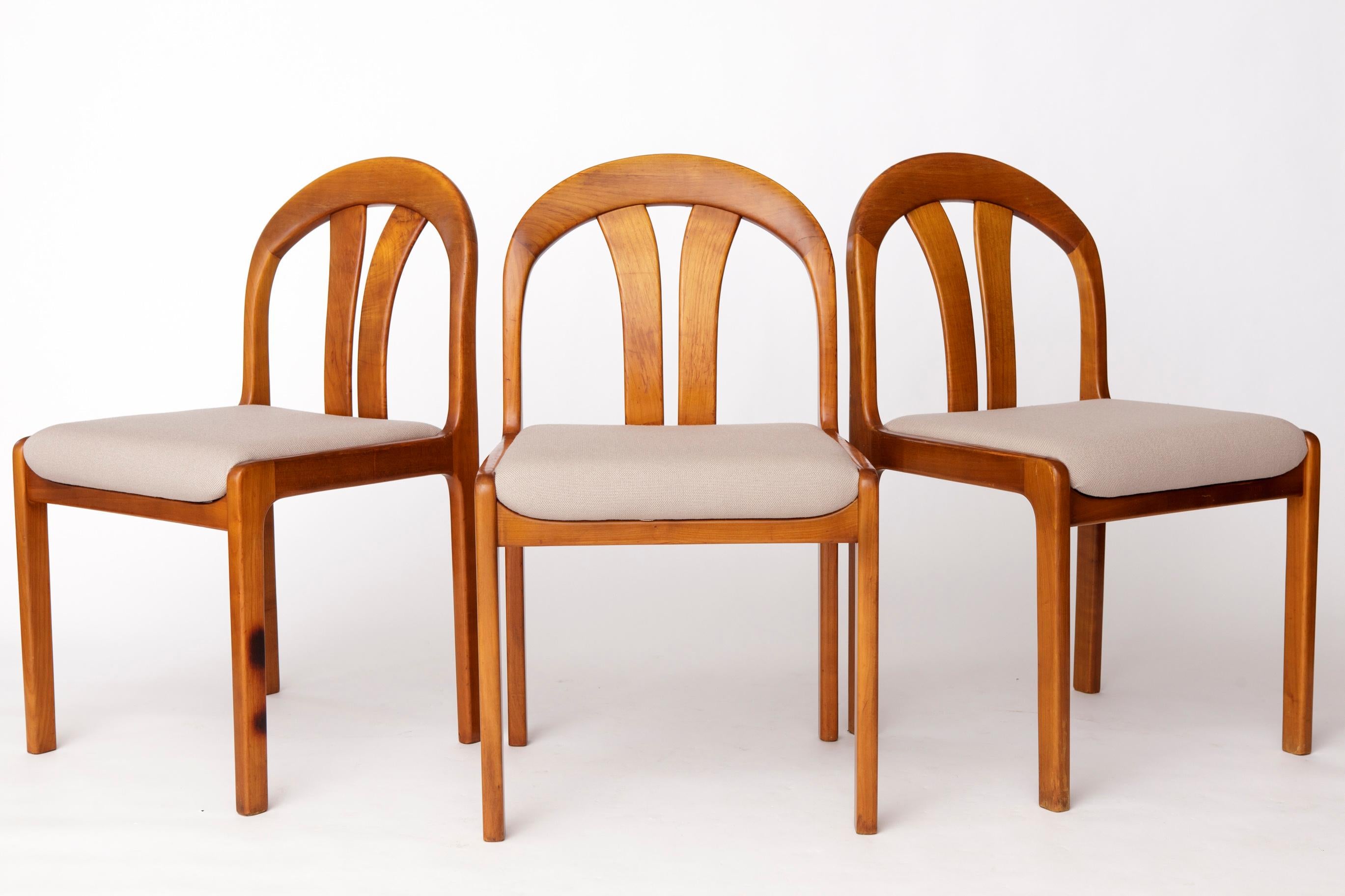Fin du 20e siècle Ensemble de 4 chaises de salle à manger Vintage By par Lübke - Allemagne 1970 - Bois de cerisier en vente
