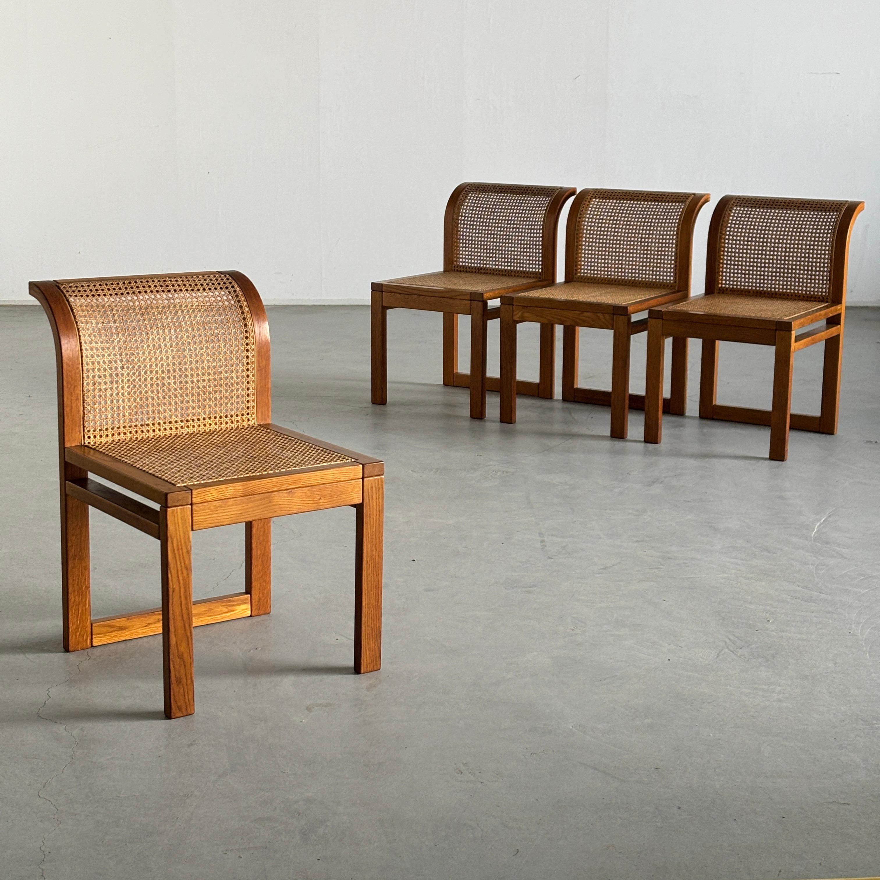Mid-Century Modern Set of 4 Vintage Dining Chairs by Luigi Massoni for Fratelli Boffi, 1970s Italy For Sale