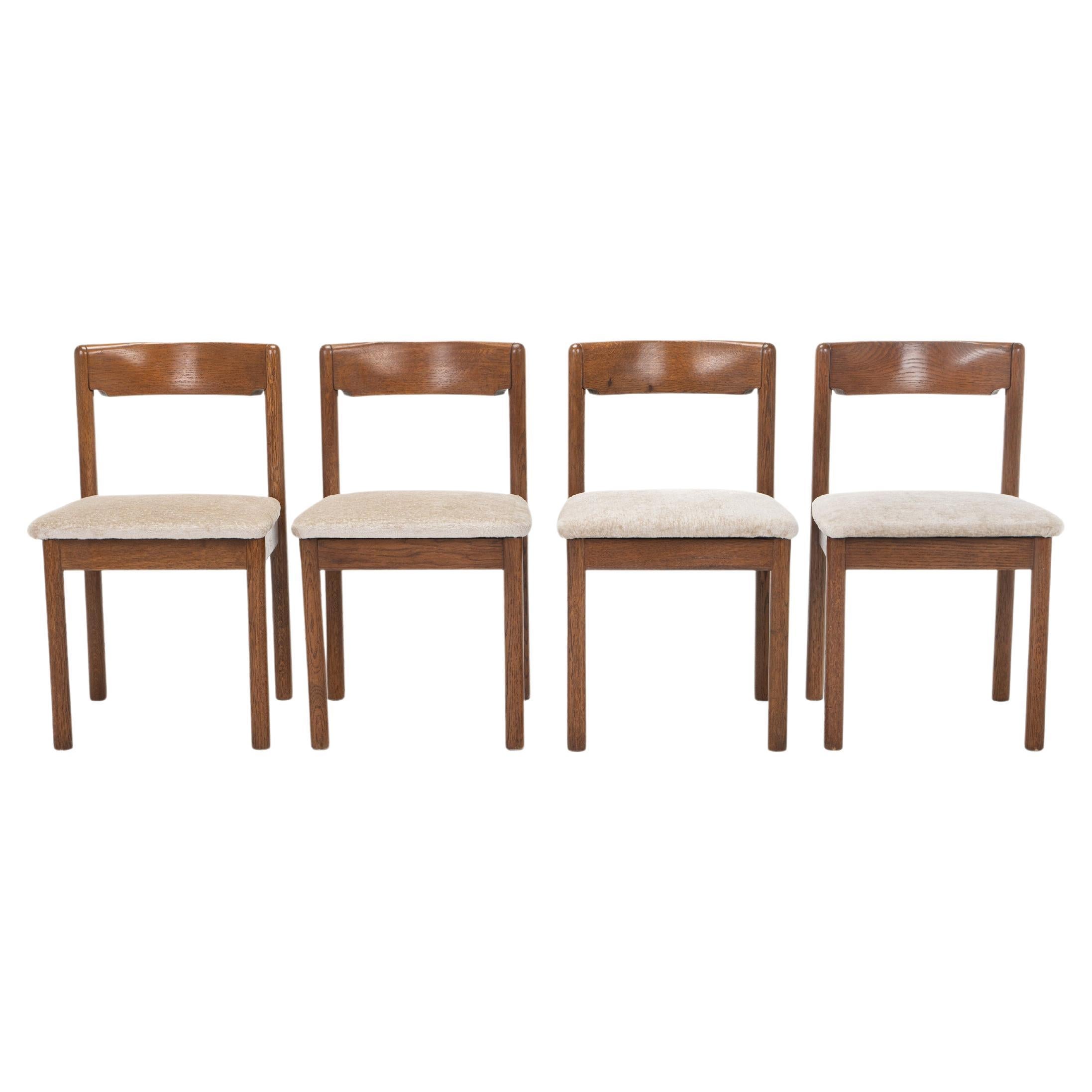 Juego de 4 sillas de comedor vintage de roble oscuro