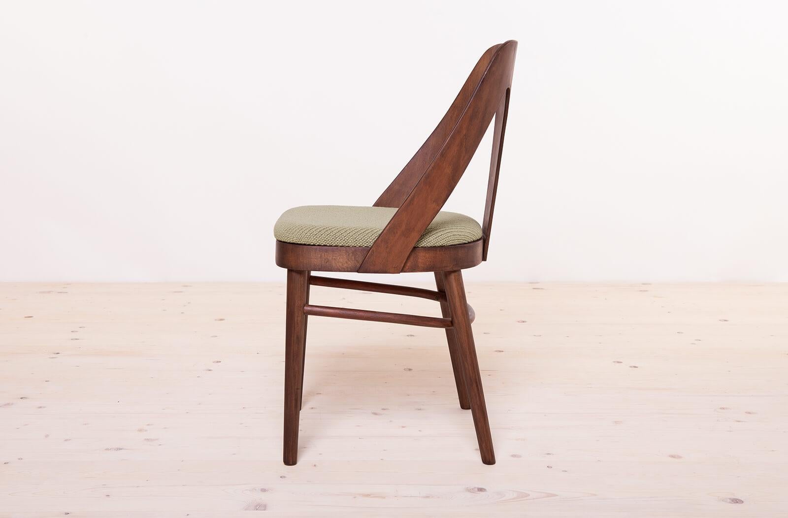 Set of 4 Vintage Dining Chairs in Sage Green Fabric by Kvadrat, FAMEG Radomsko 3