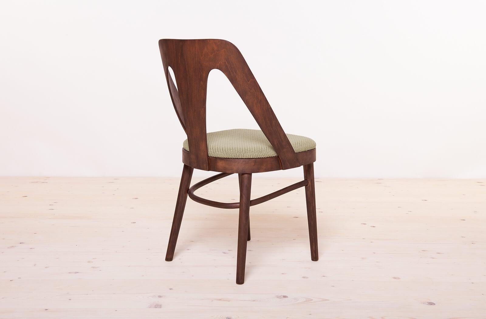 Set of 4 Vintage Dining Chairs in Sage Green Fabric by Kvadrat, FAMEG Radomsko 5