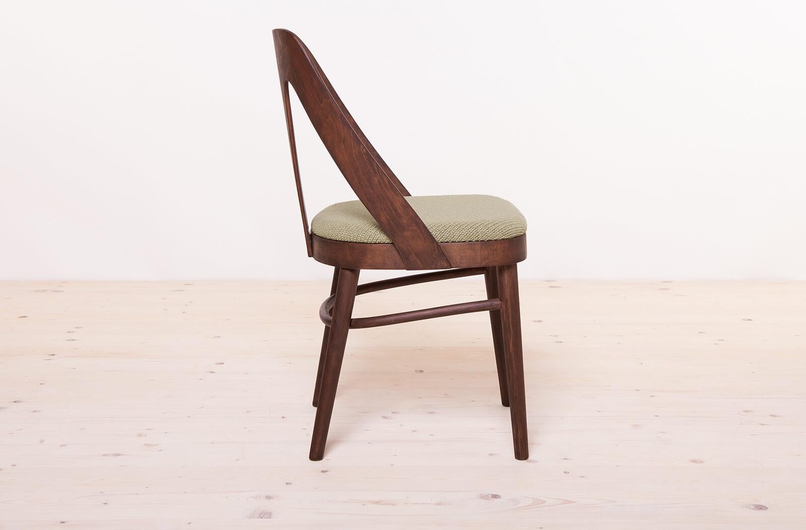 Set of 4 Vintage Dining Chairs in Sage Green Fabric by Kvadrat, FAMEG Radomsko 6
