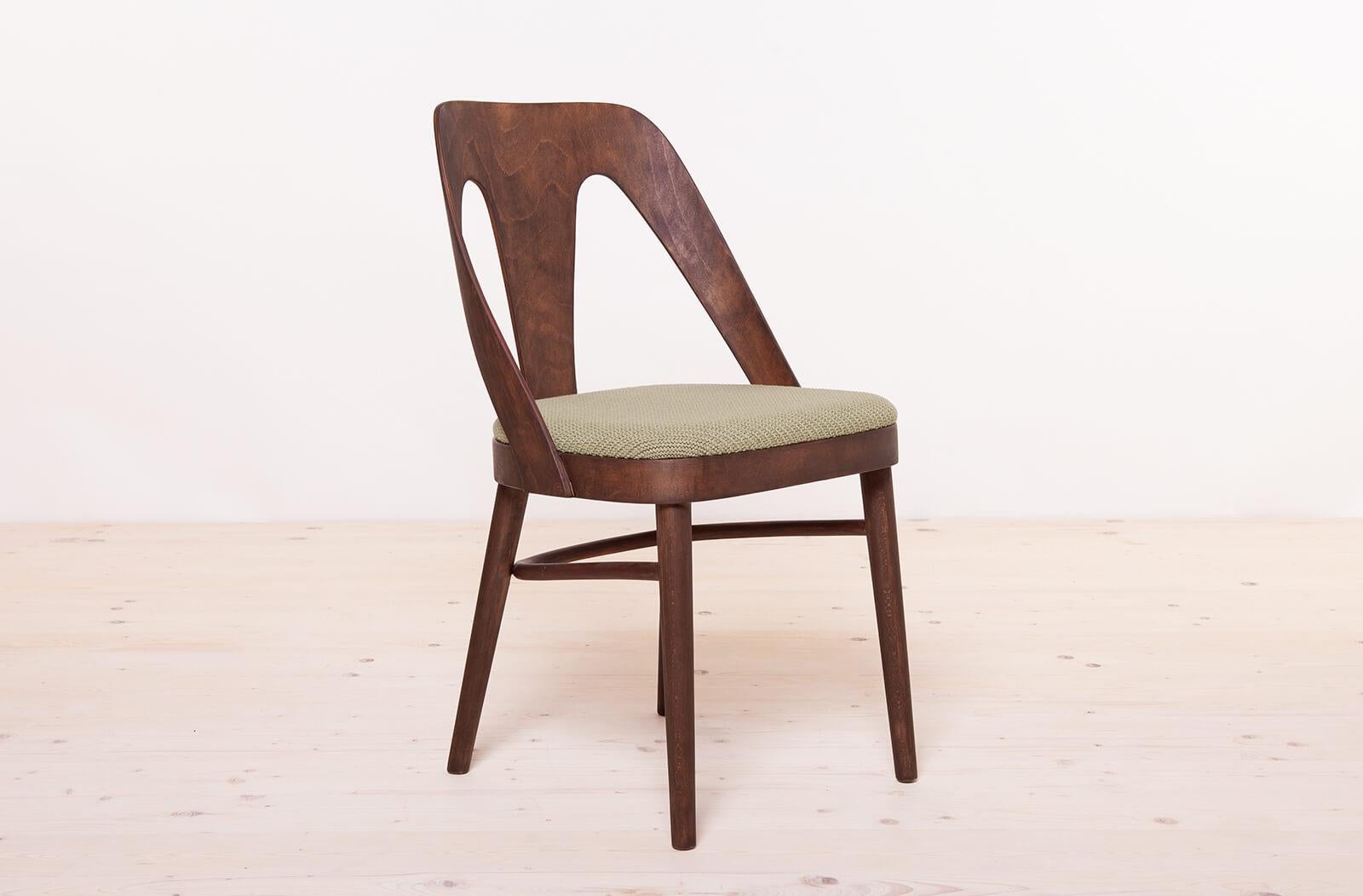 Set of 4 Vintage Dining Chairs in Sage Green Fabric by Kvadrat, FAMEG Radomsko 7