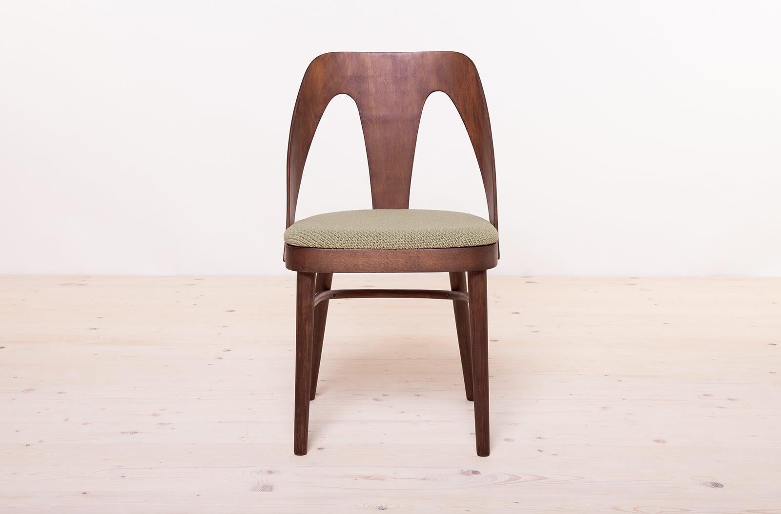 Set of 4 Vintage Dining Chairs in Sage Green Fabric by Kvadrat, FAMEG Radomsko 1