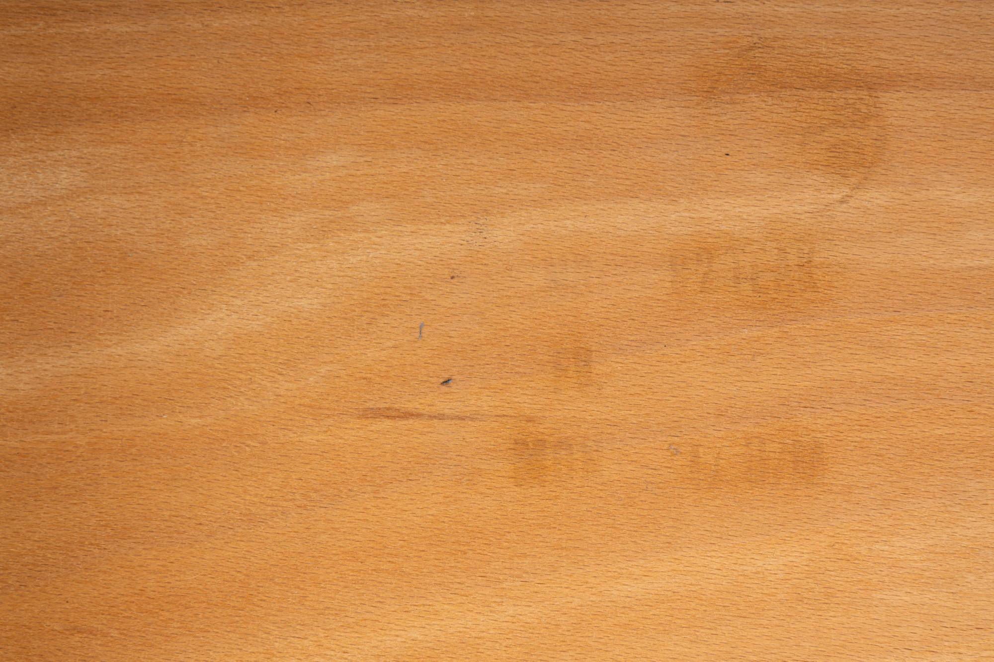 Satz von 4 Vintage-Esszimmerstühlen aus Teakholz und blauem Stoff im Angebot 6