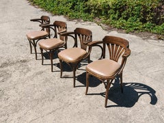 Set of 4 Vintage Dining Room or Bistro Chairs with Armrests by TON, Czechia 1970