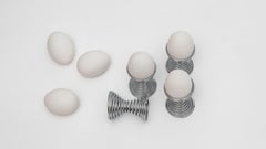 Set of 4 vintage eggs cups stands stailess steel