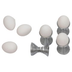 Set of 4 vintage eggs cups stands stailess steel