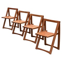 Set of 4 vintage folding chairs attributed to Aldo Jacober, made of solid beech