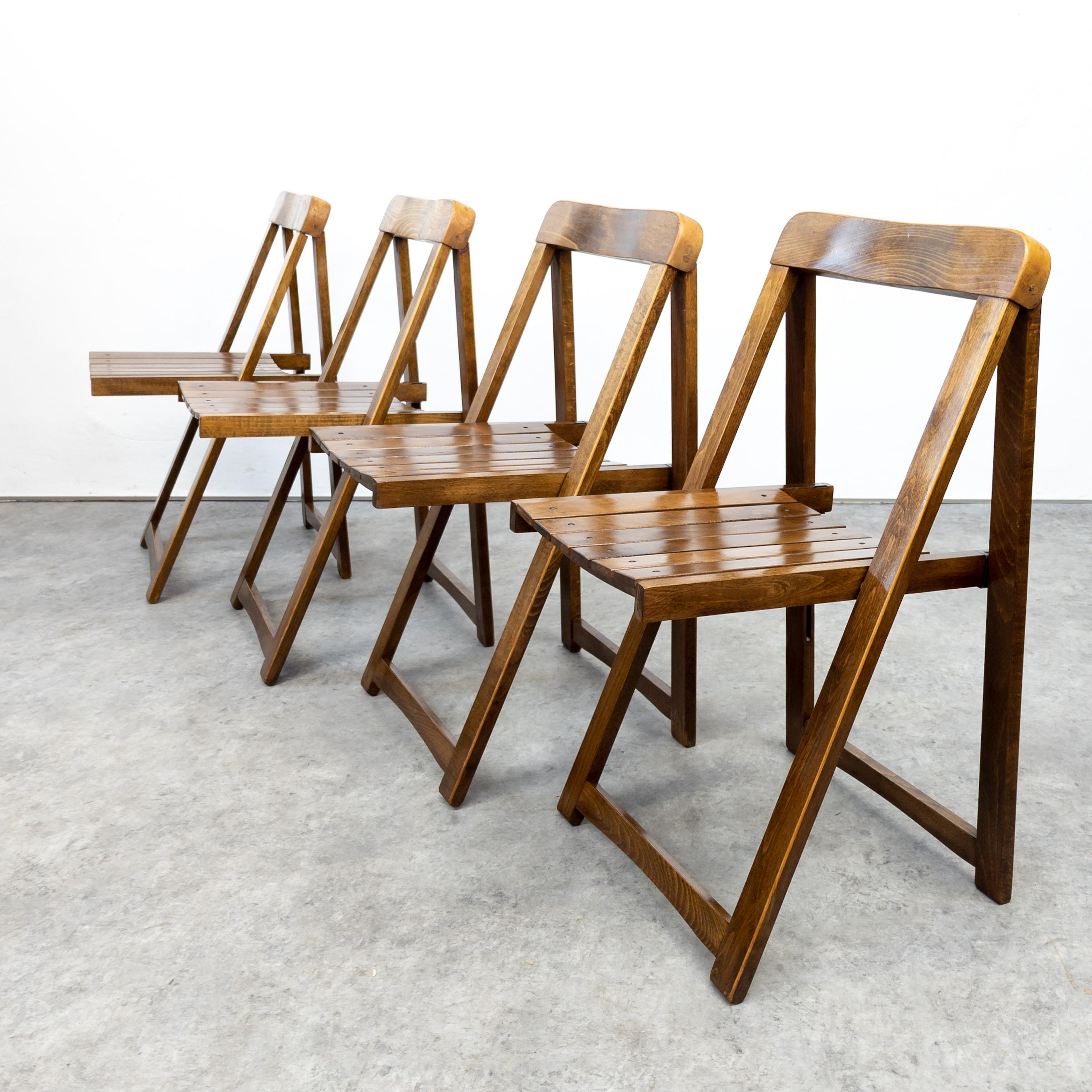 Mid-Century Modern Set of 4 Vintage Folding Chairs by Aldo Jacober for Alberto Bazzani