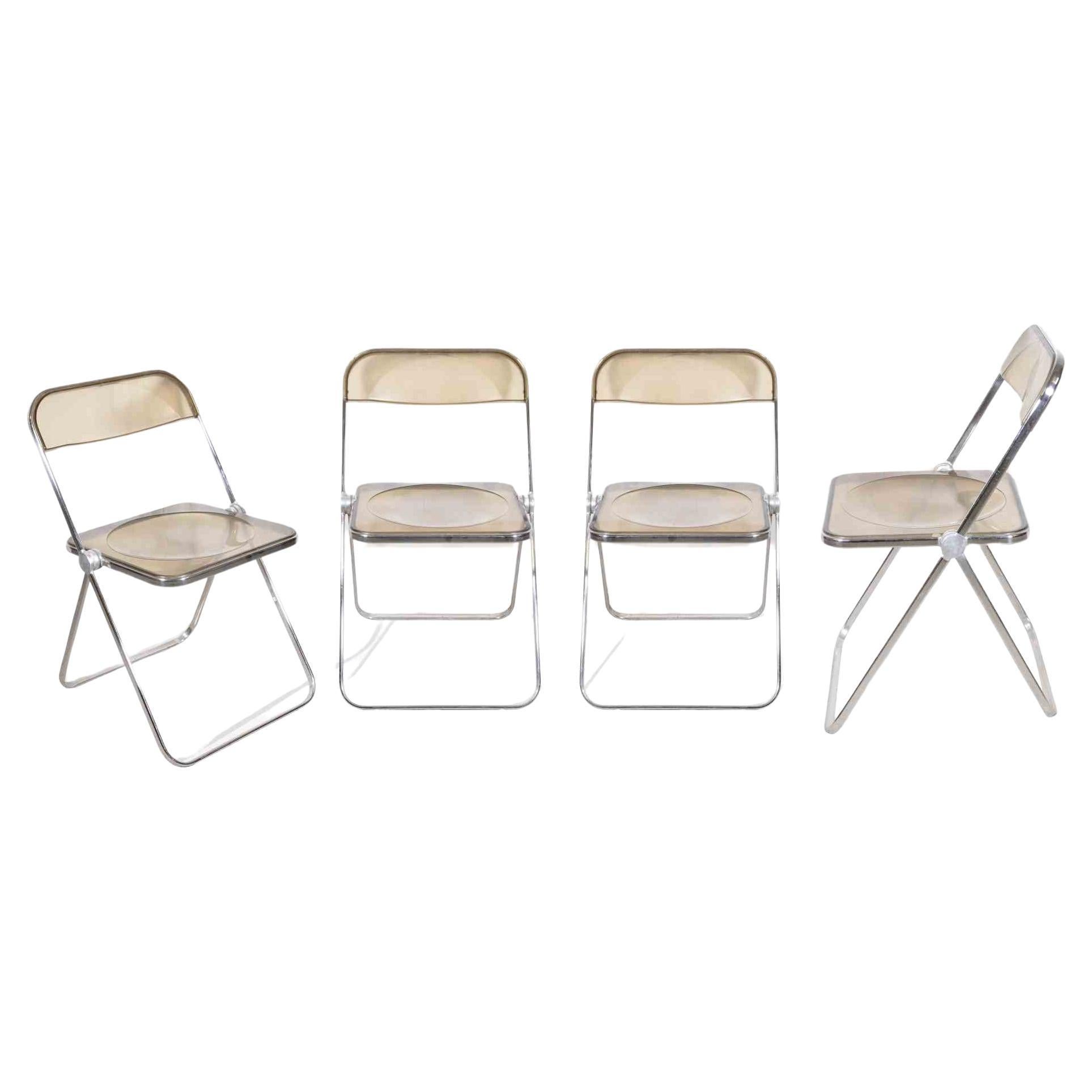 Set of 4 Vintage folding chairs "Sekka" by Anonima Castelli, 1970s