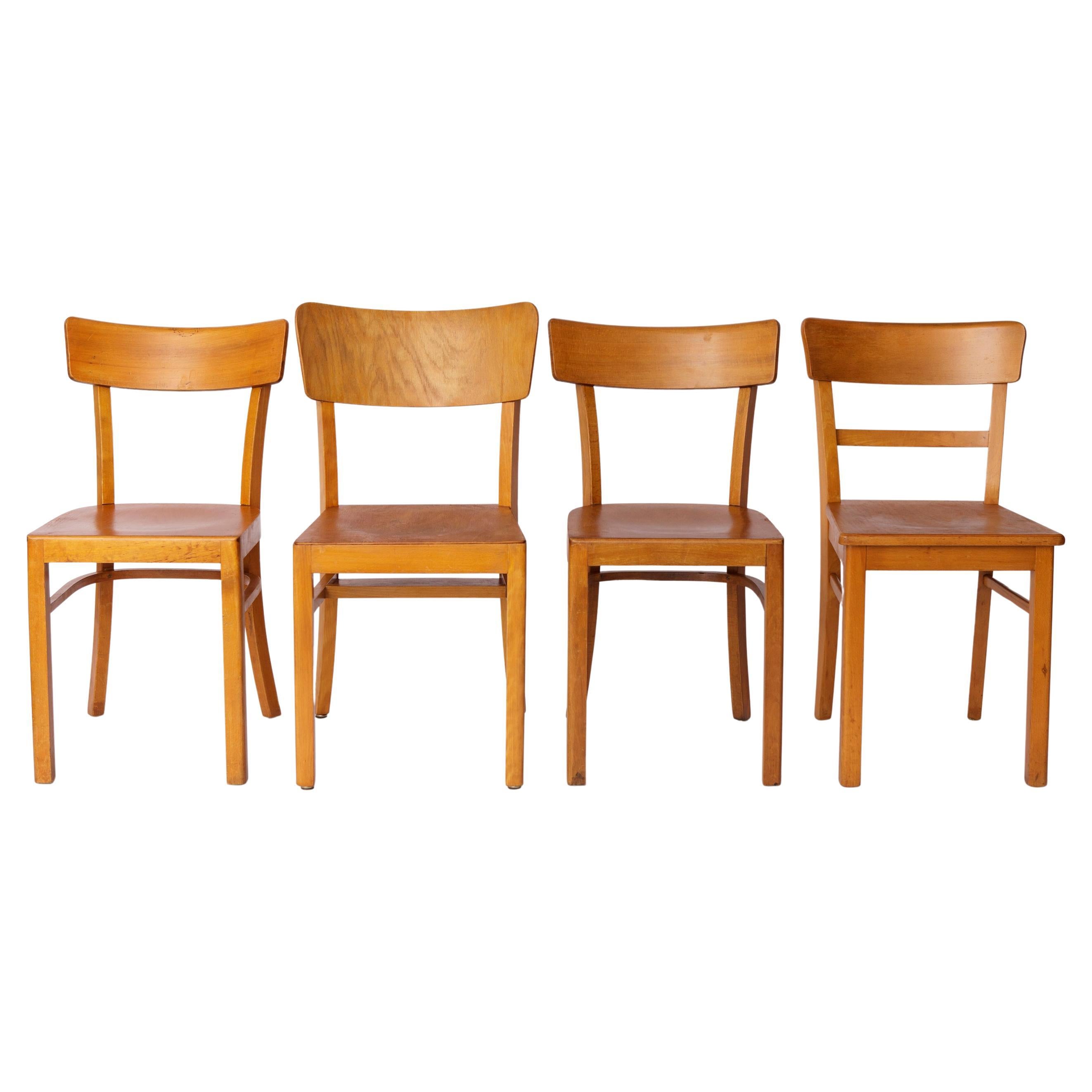 Satz von 4 Vintage "Frankfurter" Esszimmerstühle - Buche Wood - Deutschland 1950er-1960er im Angebot