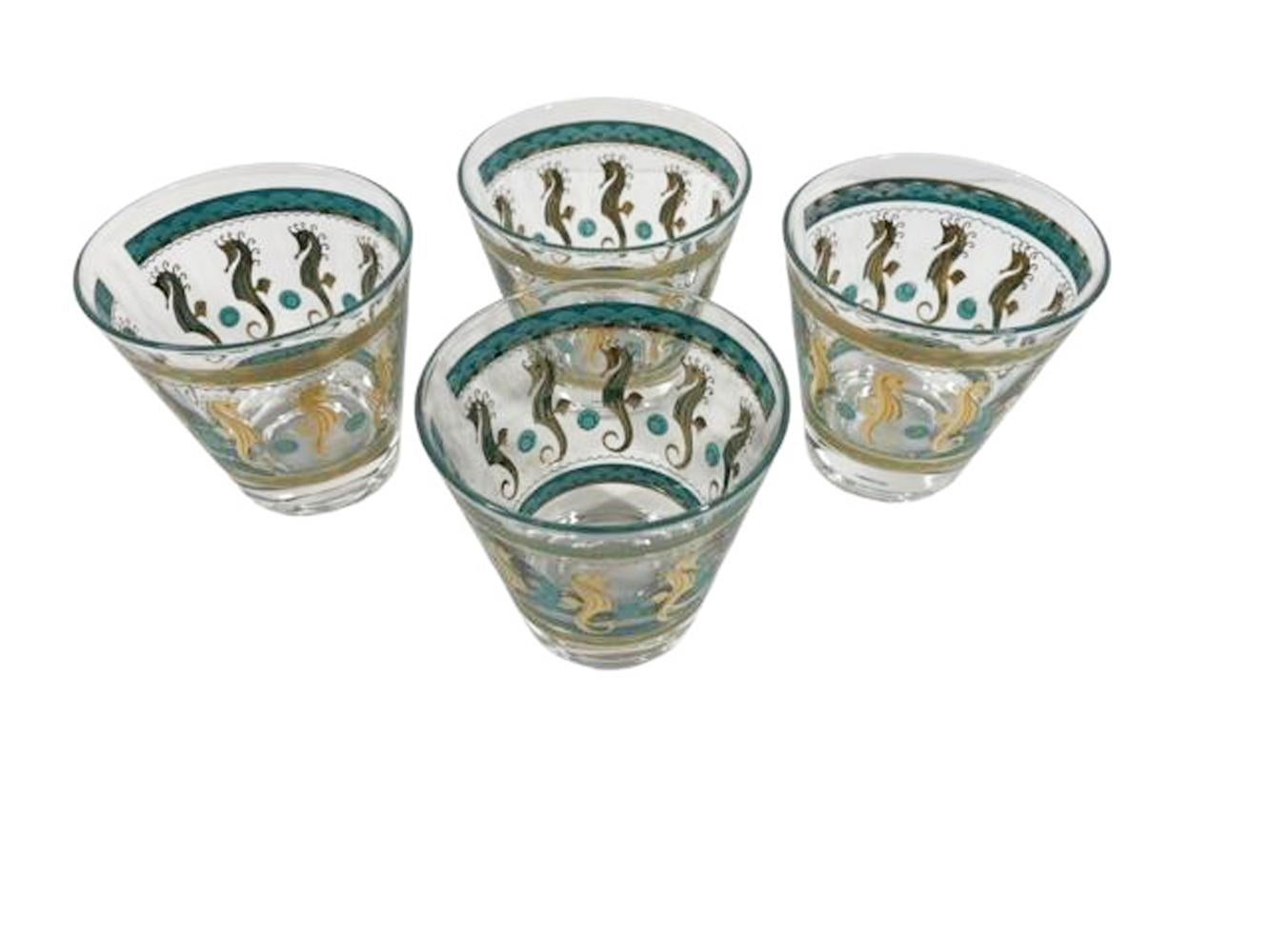 Ensemble de quatre verres à la mode du milieu du siècle dernier, conçus et signés par Fred Press dans le motif 