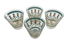 Set of 4 Vintage Fred Press Designed "Sea Ballet" Old Fashioned Glasses