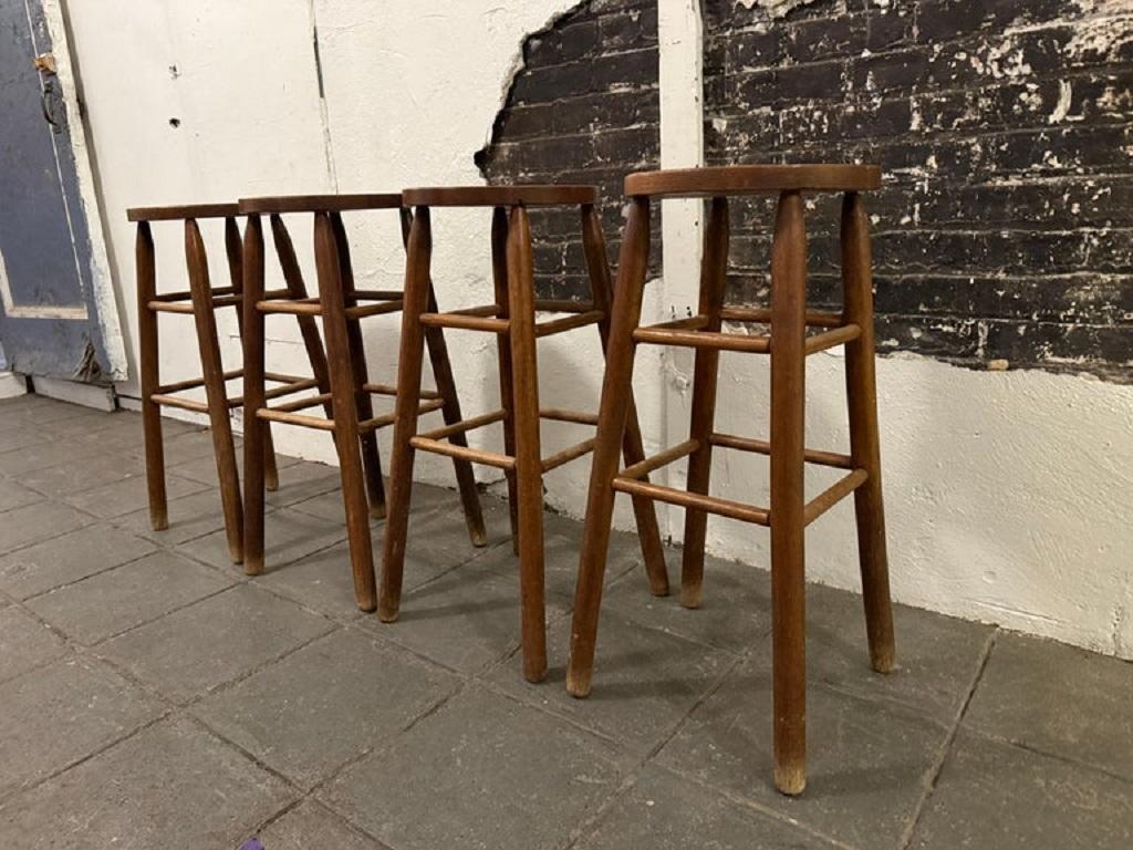 Adam Style Set of 4 vintage French arts and crafts solid wood bar stools