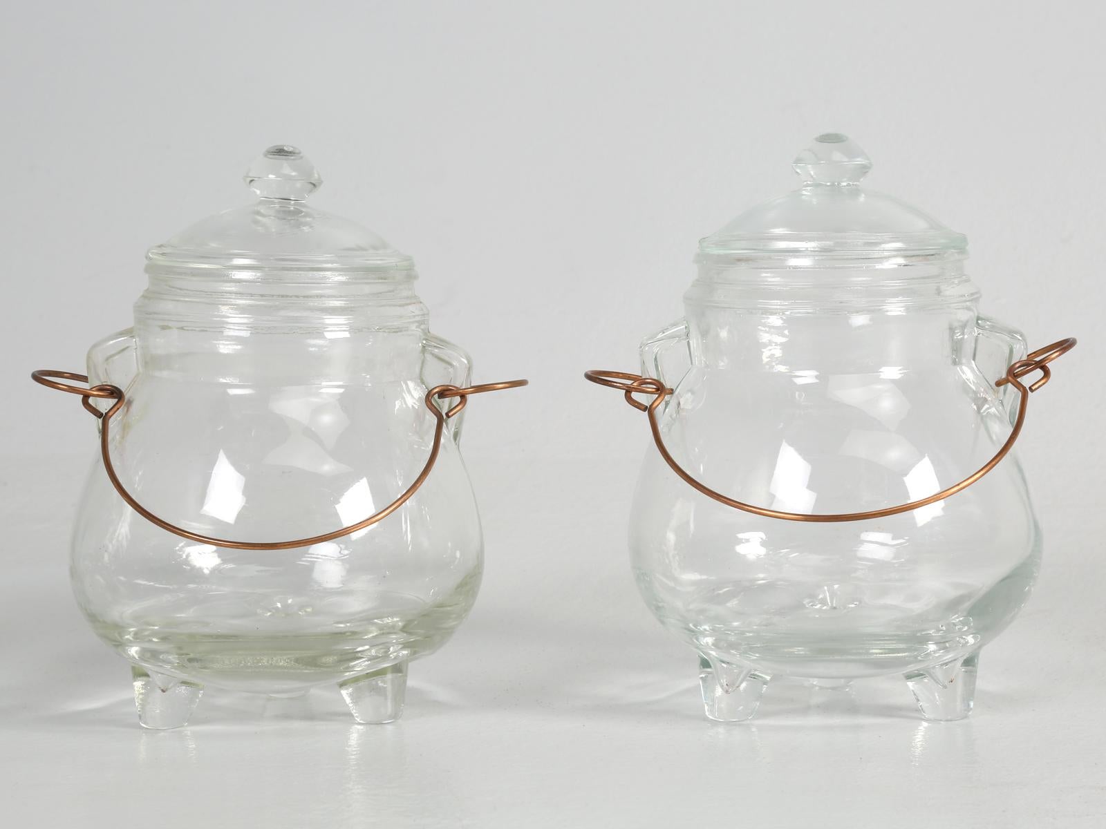 Mid-20th Century Set of 4 Vintage French Glass Containers with Lids