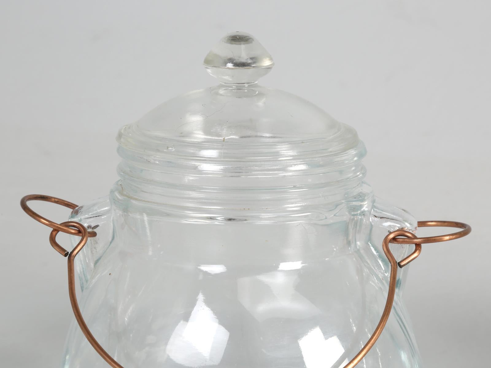 Set of 4 Vintage French Glass Containers with Lids 1