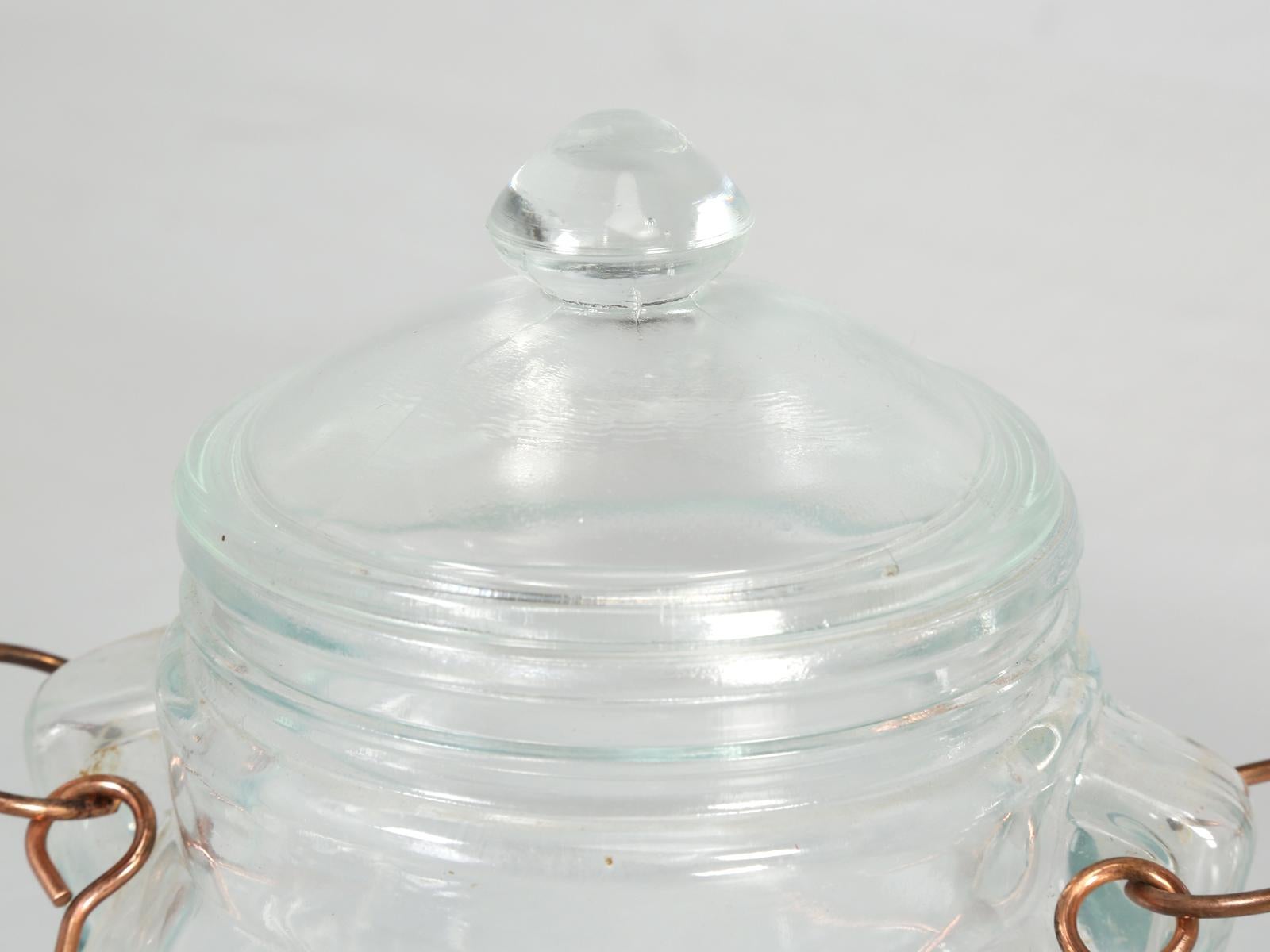 Set of 4 Vintage French Glass Containers with Lids 2