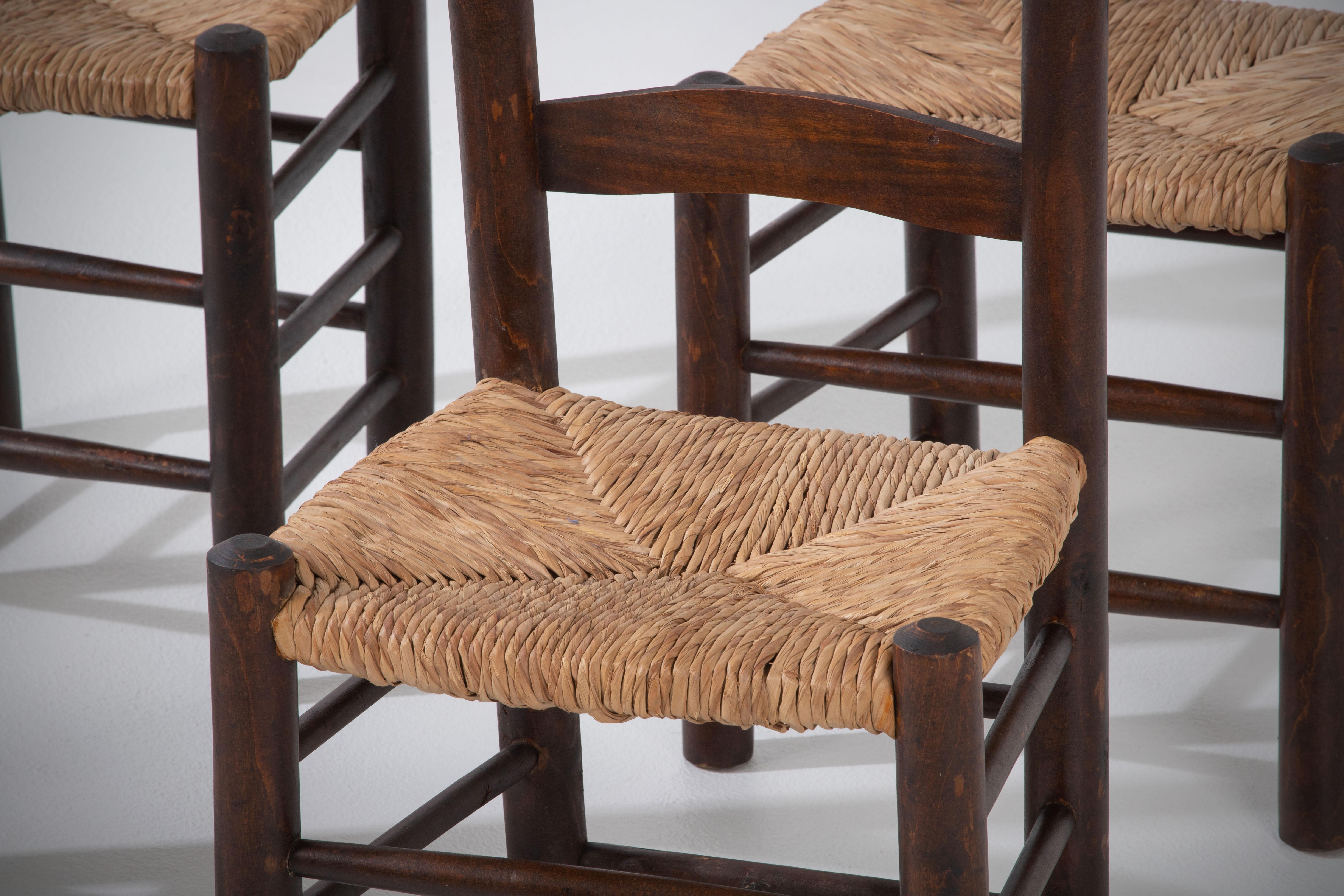 Metà XX secolo Set di 4 sedie da pranzo vintage in Oak in vendita