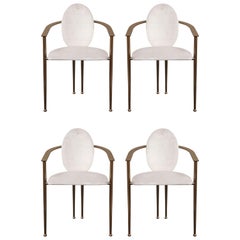 Set of 4 Vintage Game Chairs with Bronze Metal Frame