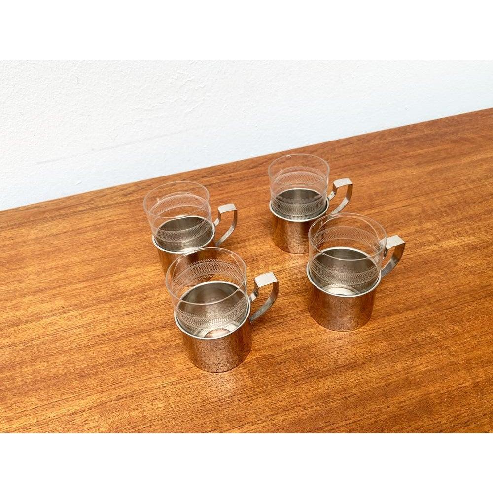 Tedesco Set di 4 bicchieri da tè vintage della DDR, Germania Est, MUQ in vendita