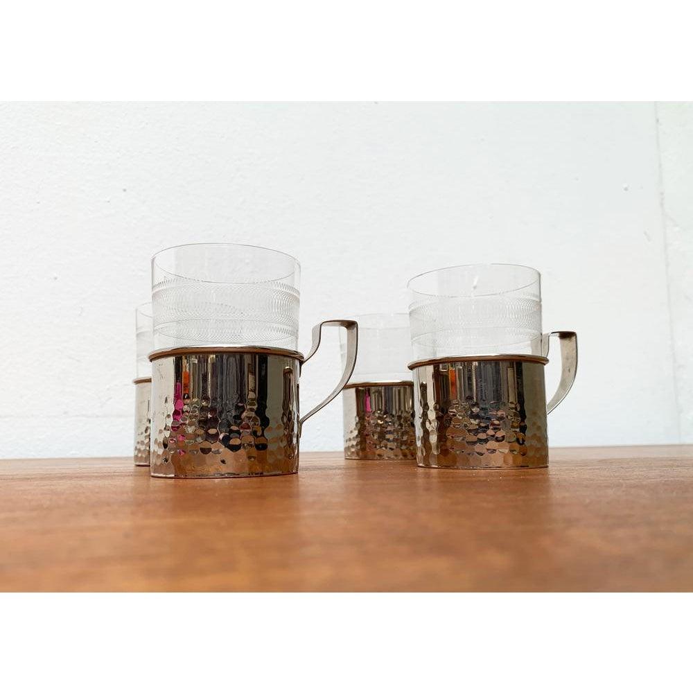 XX secolo Set di 4 bicchieri da tè vintage della DDR, Germania Est, MUQ in vendita