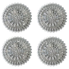 Set of 4 Vintage Geometric Glass Ceiling or Wall Lights Flush Mounts Sconces