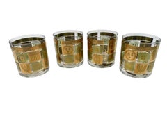 Lote de 4 copas de cristal Vintage Georges Briard "Golden Celeste