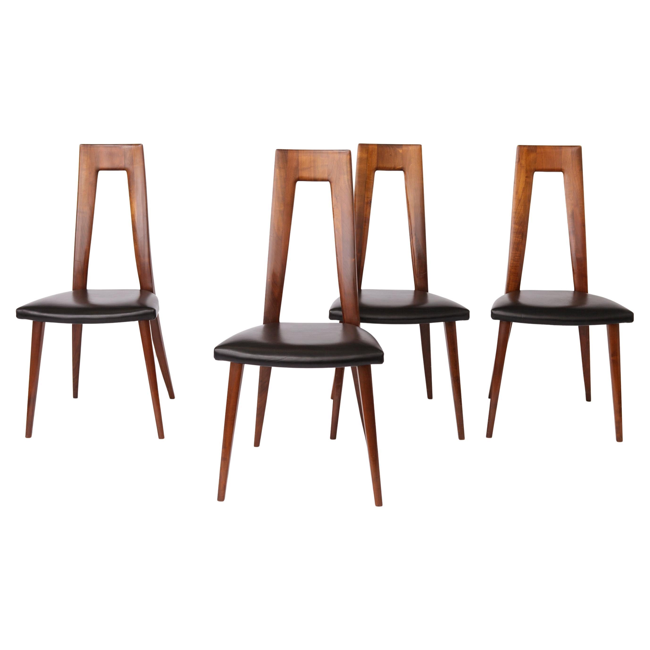 Set of 4 Vintage German Dining Chairs, 1960s, Ernst Martin Dettinger for Veil For Sale