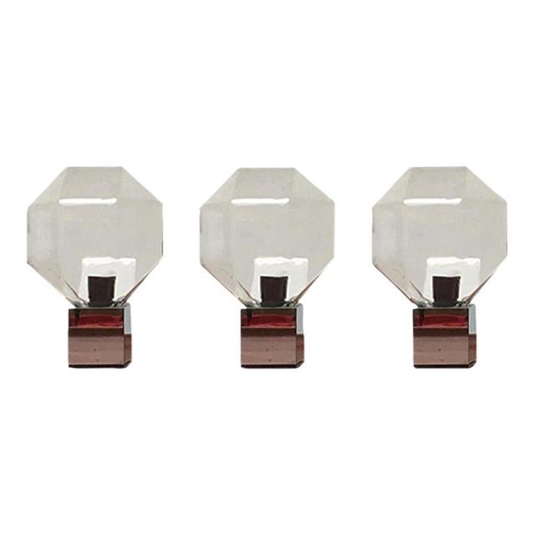 Set of 4 Vintage German Space Age Chrome & Glass Lamps by Motoko Ishii, 1970s