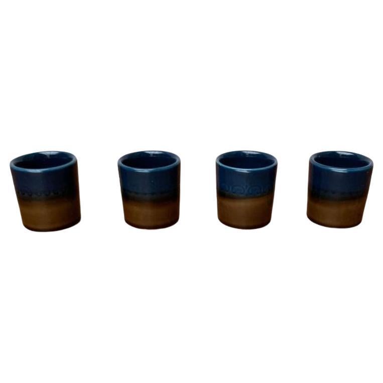 Set of 4 Vintage German Studio Line Brotzeit Shot Glasses in Ceramic, 1970s