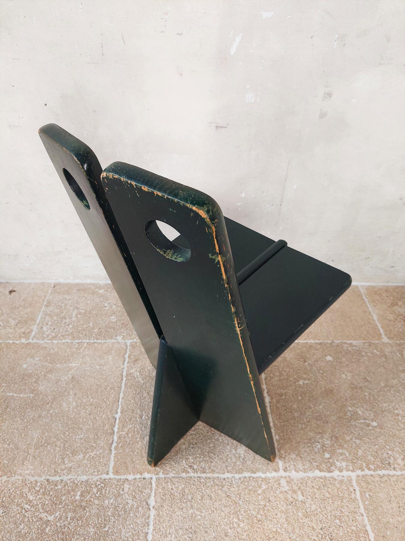 Satz von 4 Vintage-Stühlen von Gilbert Marklund aus grünem, patiniertem Kiefernholz aus den 1970er Jahren 6