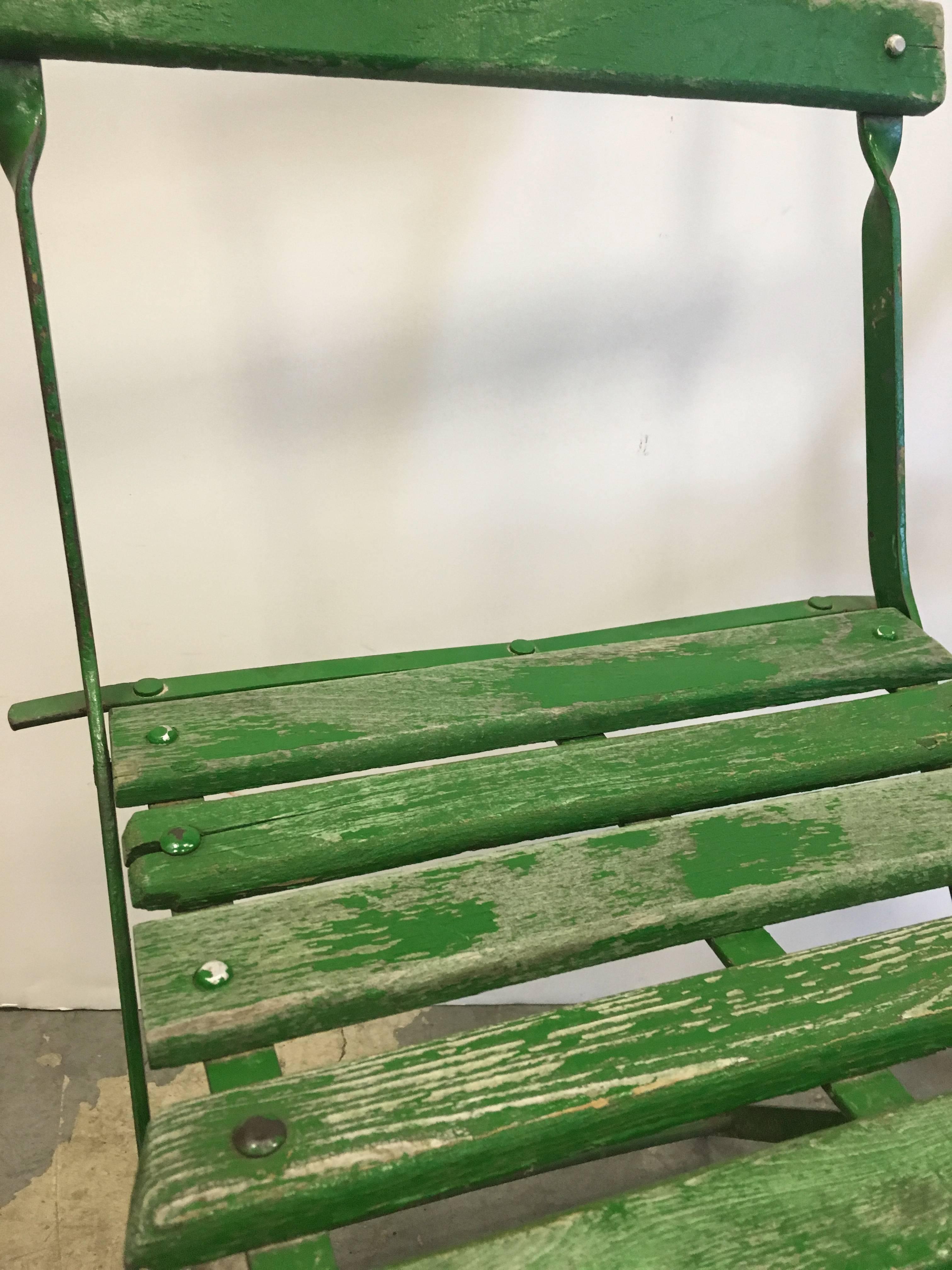 French Set of (4) Vintage Green Bistro Chairs