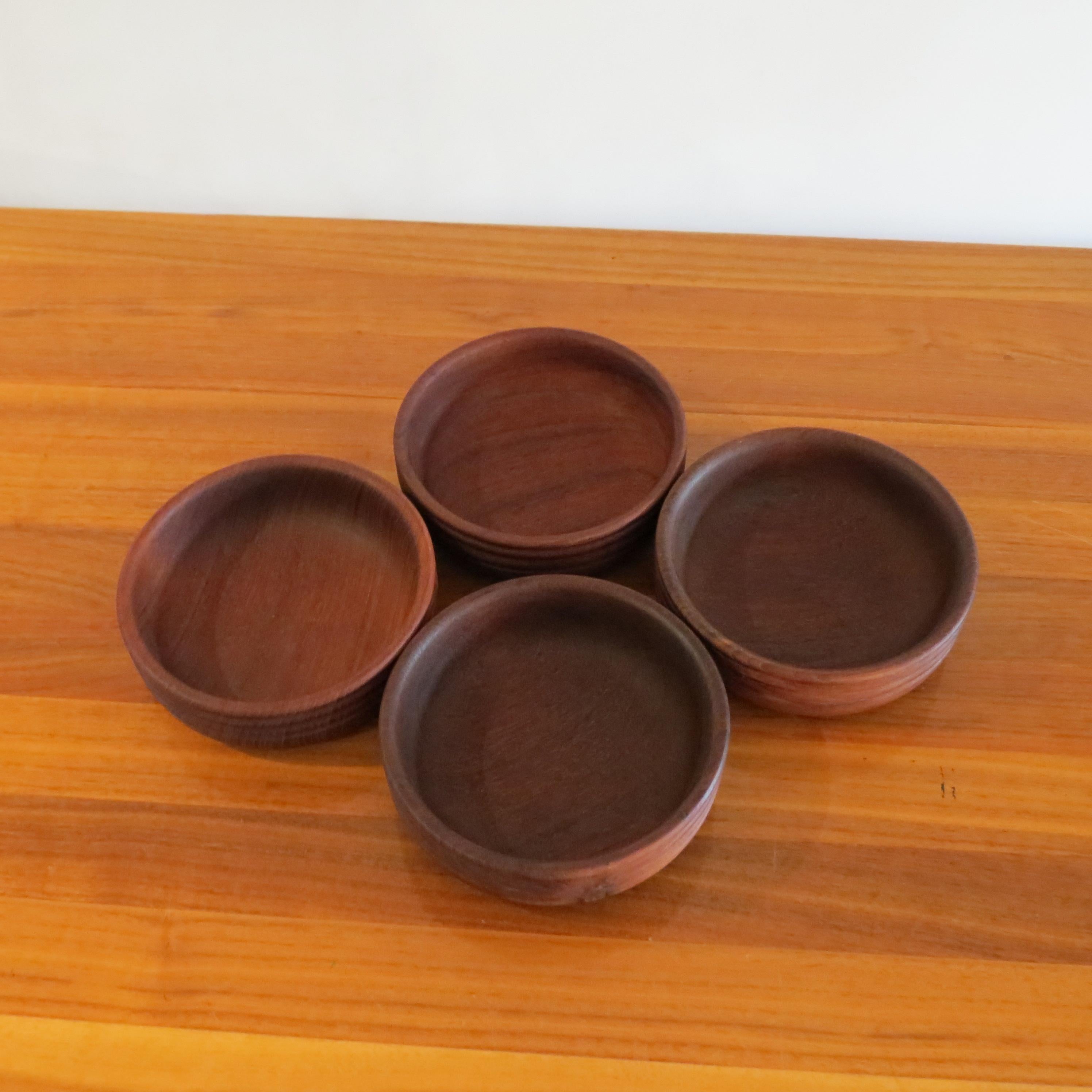 Set of 4 Vintage Handmade Teak Wooden Bowls by Galatix 3