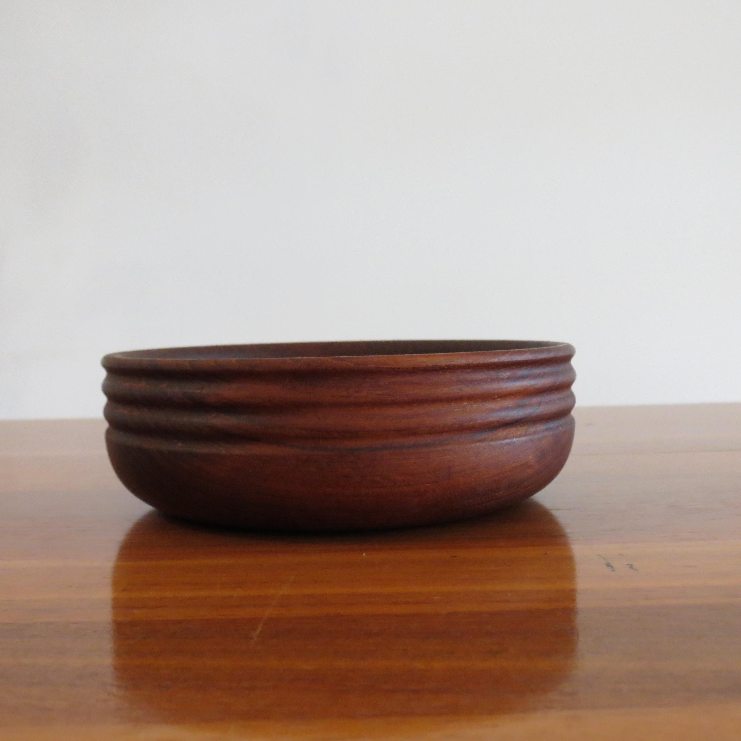 Set of 4 Vintage Handmade Teak Wooden Bowls by Galatix 2