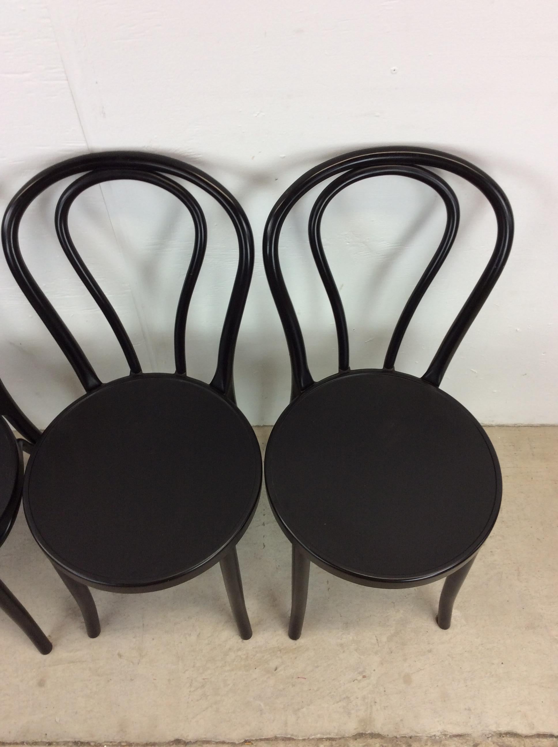 French Provincial Set of 4 Vintage IKEA Black Cafe Style Chairs For Sale