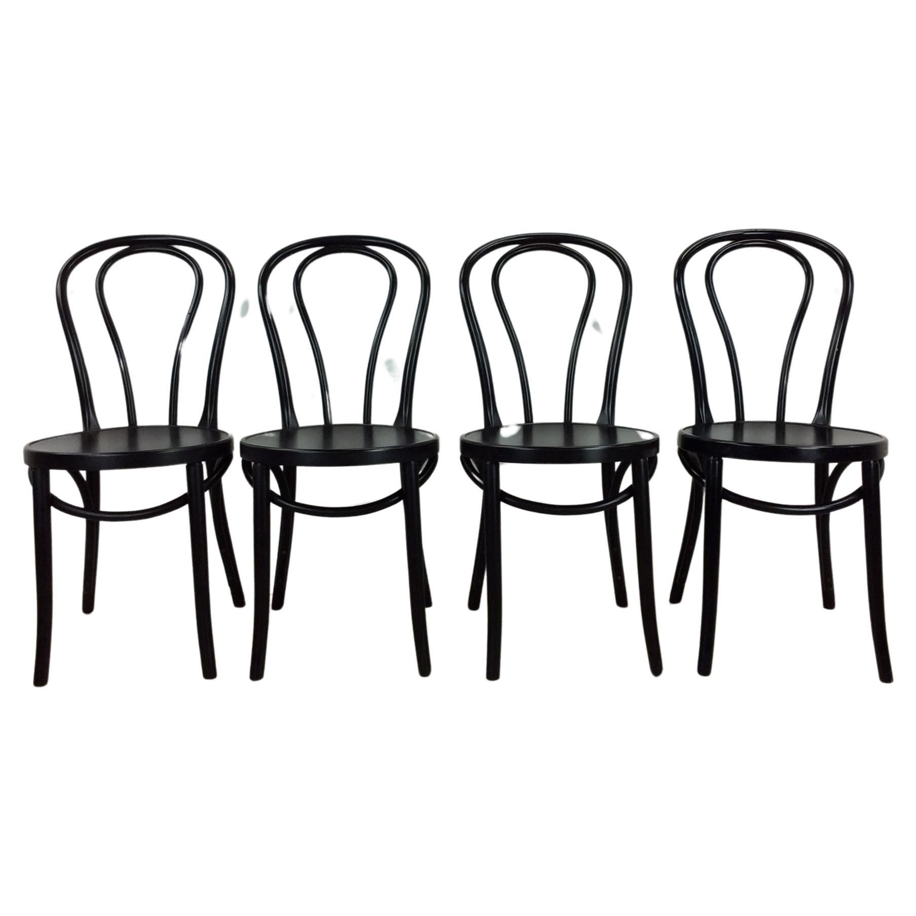 Set of 4 Vintage IKEA Black Cafe Style Chairs For Sale